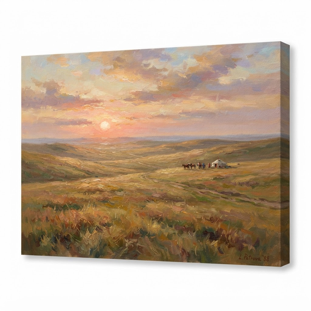 Sunrise Over the Steppe by Elena Marchetti